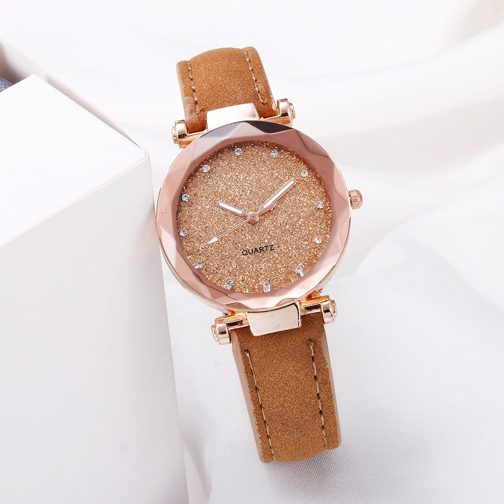 Ladies watch with a glittery dial on a bracelet