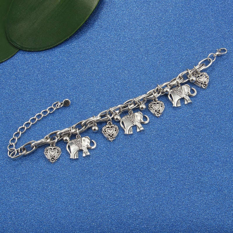 Ankle bracelet with elephant charms