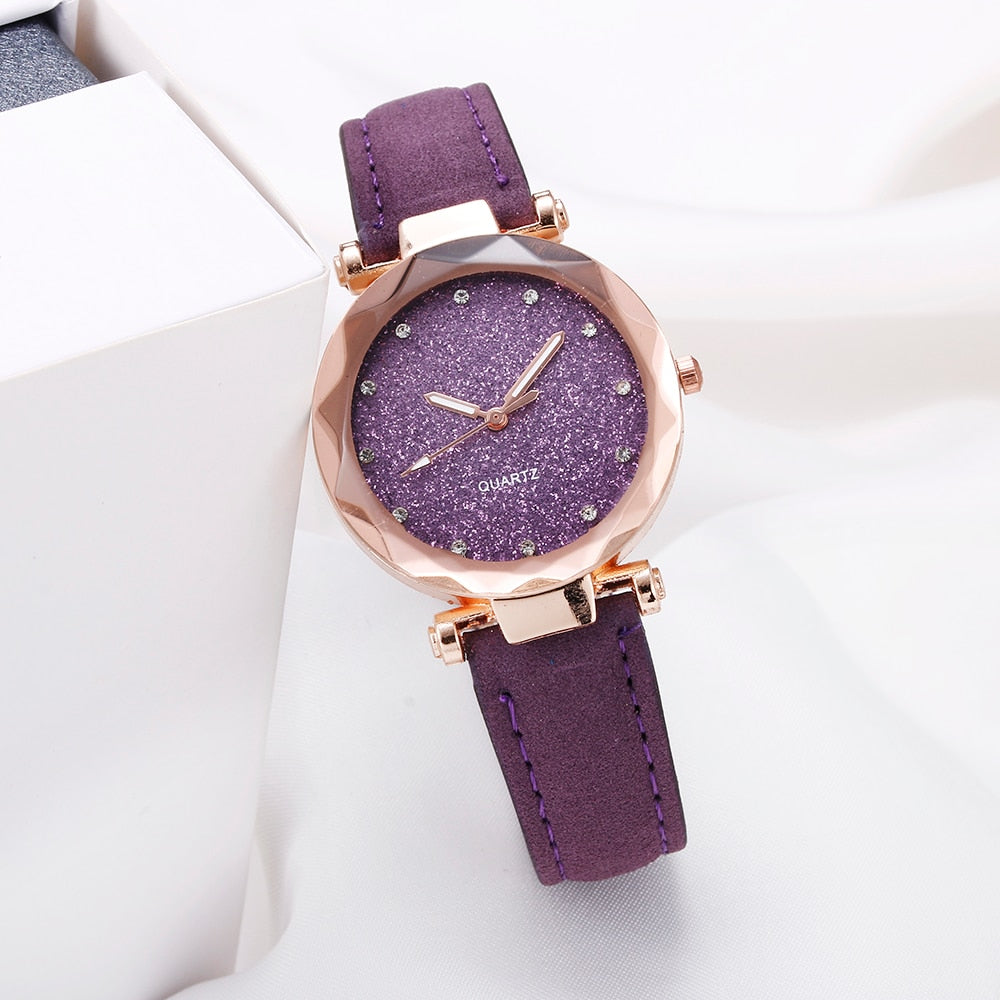Ladies watch with a glittery dial on a bracelet