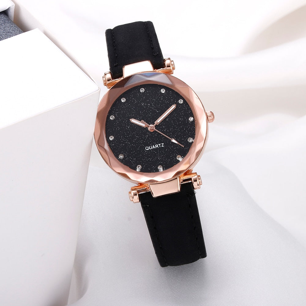 Ladies watch with a glittery dial on a bracelet