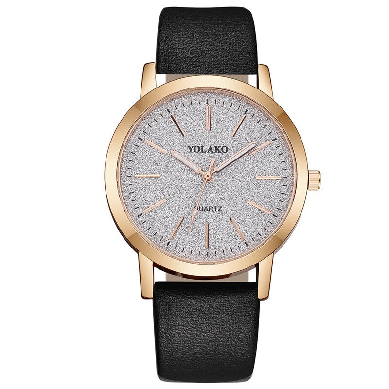 Women's minimalist watch with a glittery dial