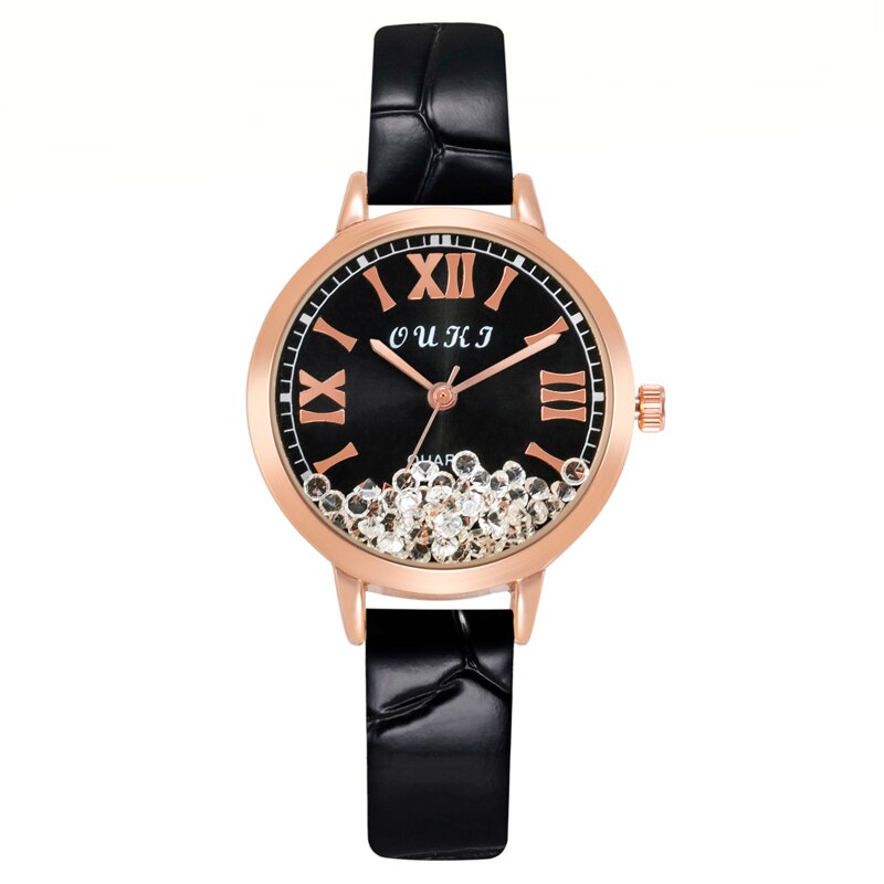 Women's watch with decorative crystals on the dial