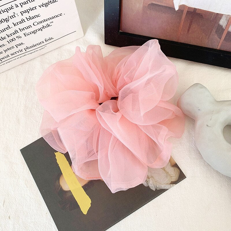 Large mesh scrunchie hair elastic