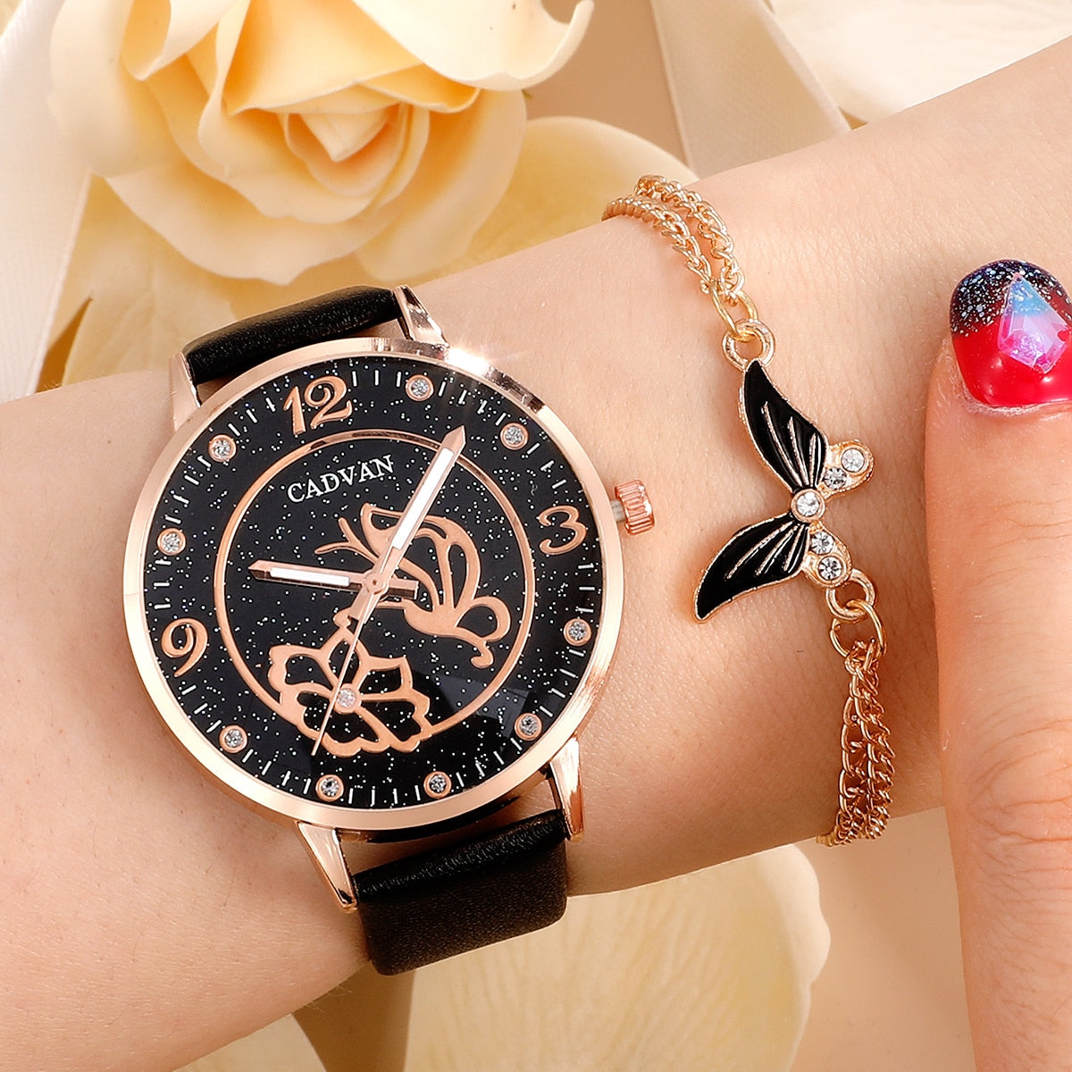 Women's watch with a butterfly motif