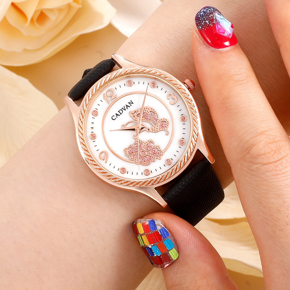 Women's watch with a butterfly motif
