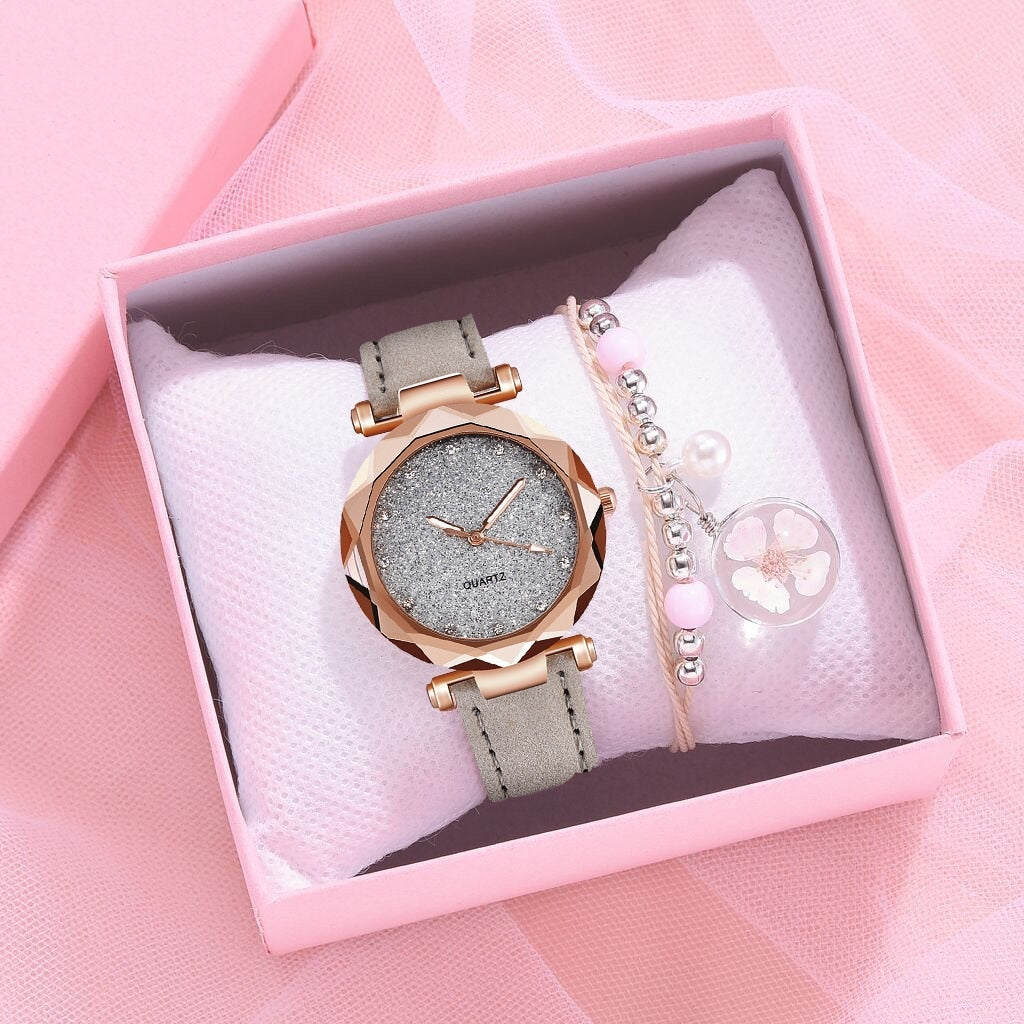 Ladies watch with a glittery dial on a bracelet