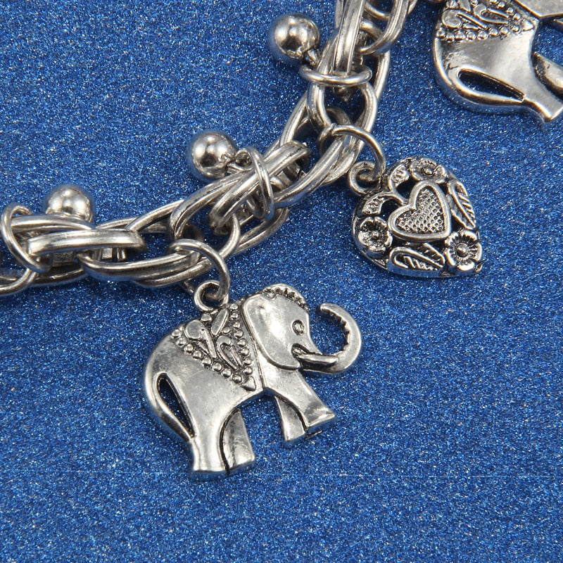 Ankle bracelet with elephant charms