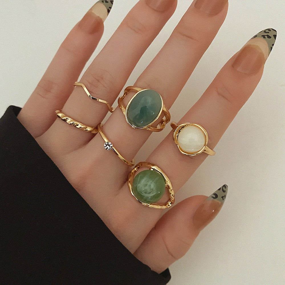A set of rings with stones