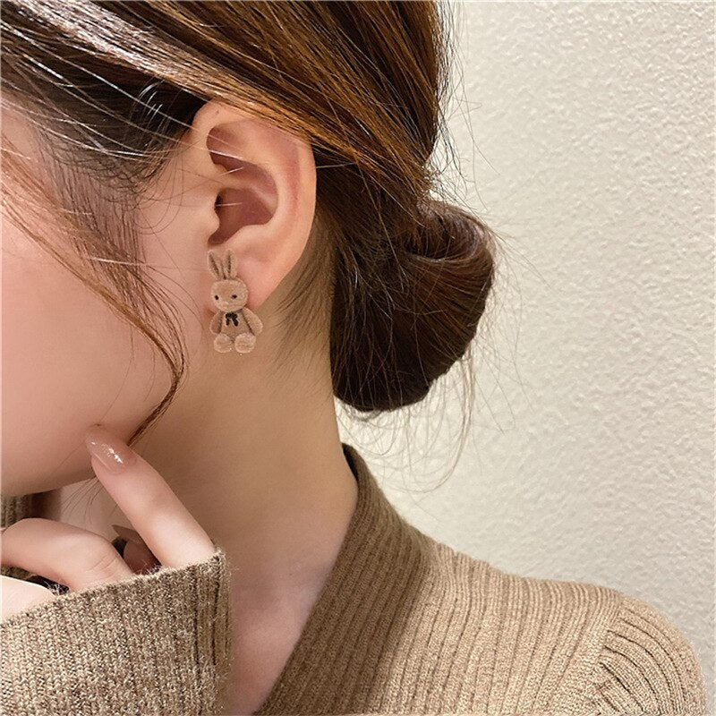 Earrings with plush animals