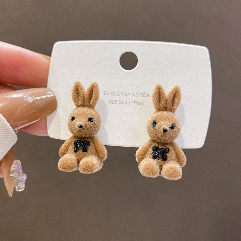 Earrings with plush animals