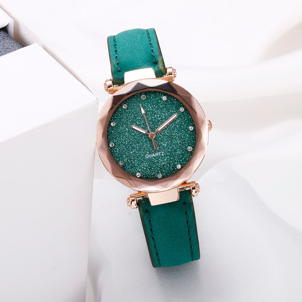 Ladies watch with a glittery dial on a bracelet