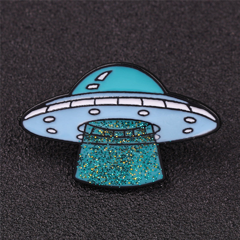 UFO pin with glitter