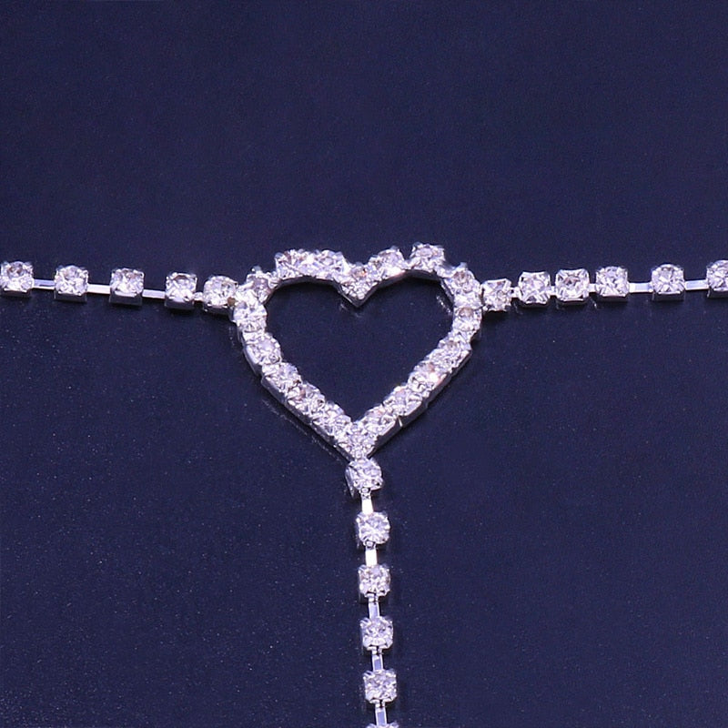 Ankle chain with heart motif zirconia