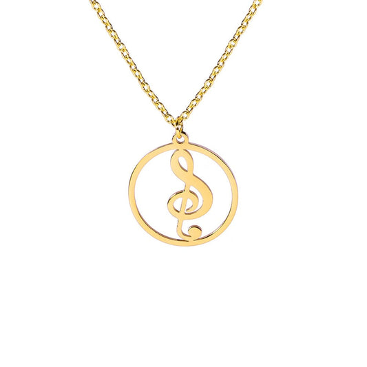 Necklace with a pendant in the shape of a violin key