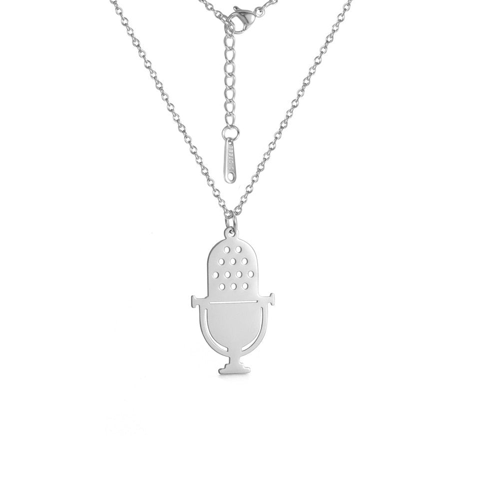 Necklace with microphone pendant