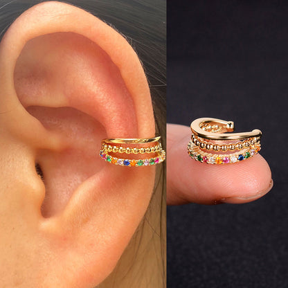 Triple ear cuff with colored zircons