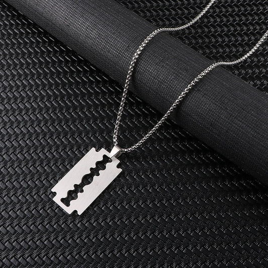 Necklace with a pendant - razor blade