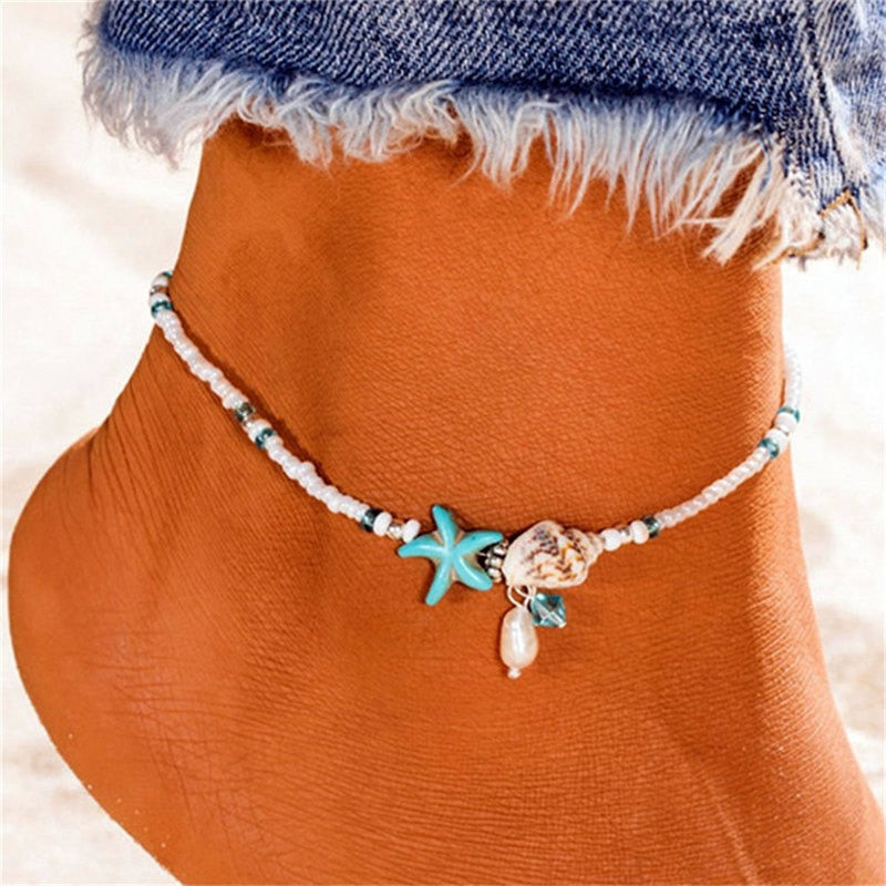 Ankle bracelet with seashells