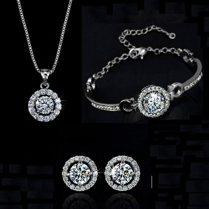 A set of jewelry with round cubic zirconias