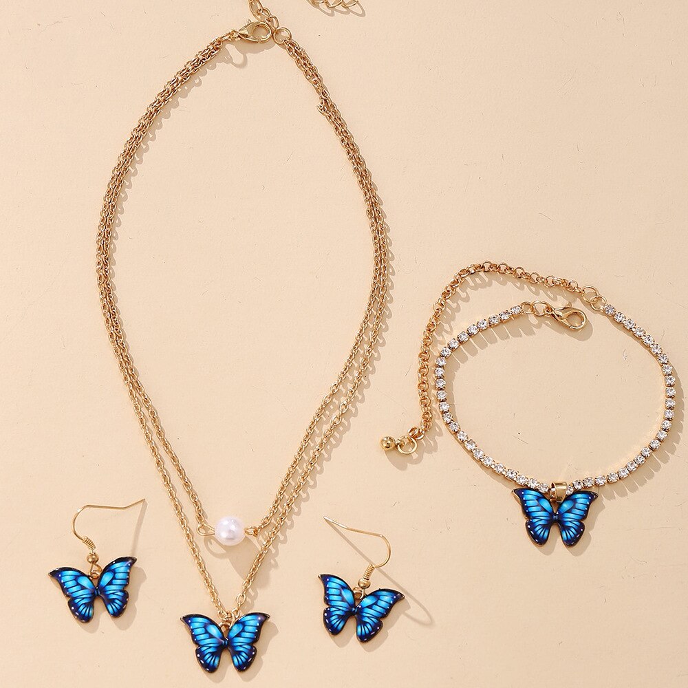 A set of jewelry with butterflies