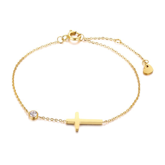 Bracelet with cubic zirconia and a cross