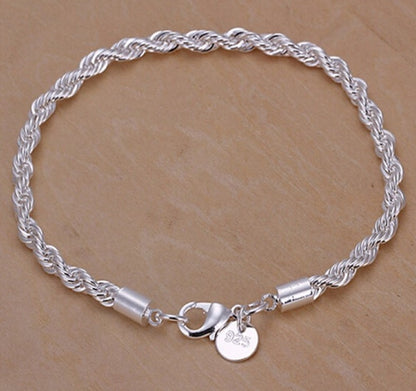 Silver bracelet with weave