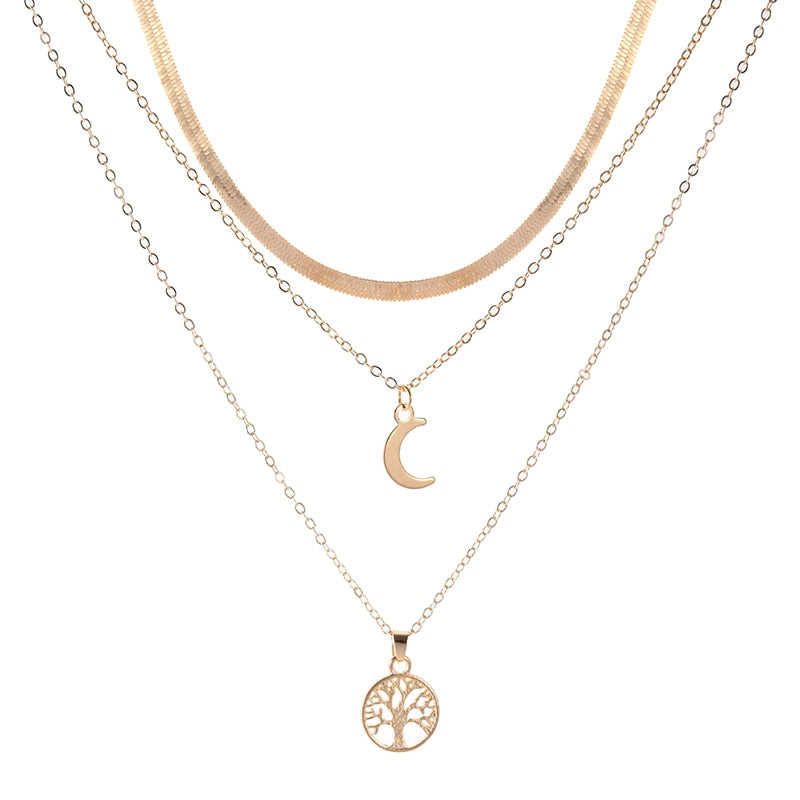 Triple moon necklace