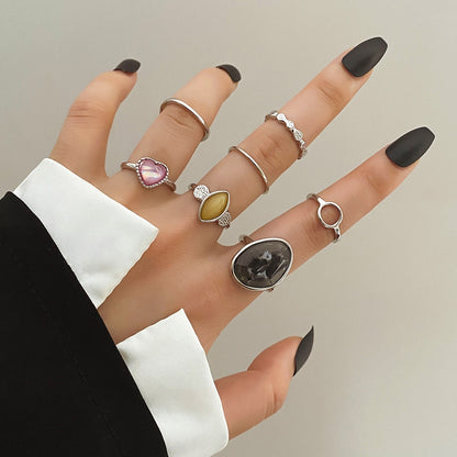 A set of rings with colored stones