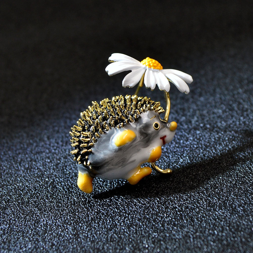 Pin - hedgehog with a flower