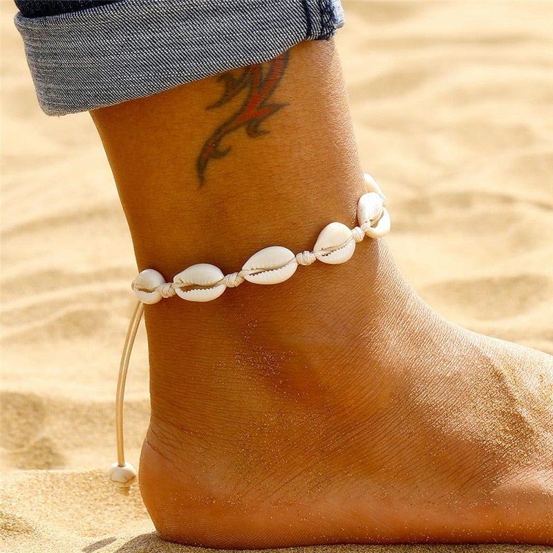Ankle shell bracelet