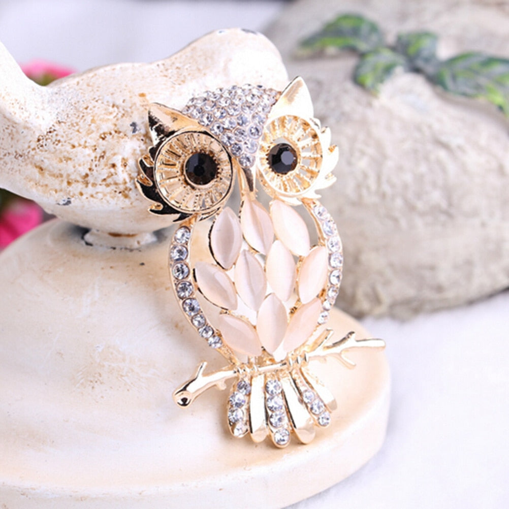 Brooch - owl with zirconia