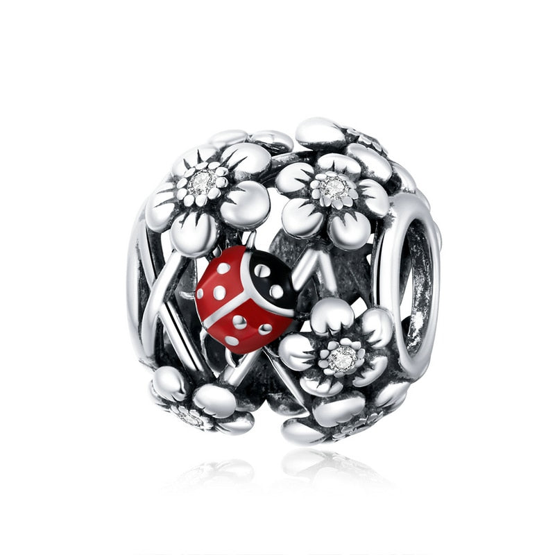 Modular pendant - Ladybug and flowers