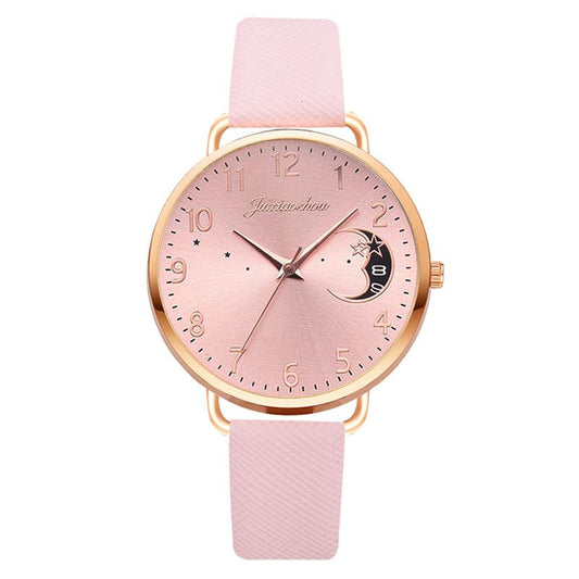 Women's quartz watch with a moon motif