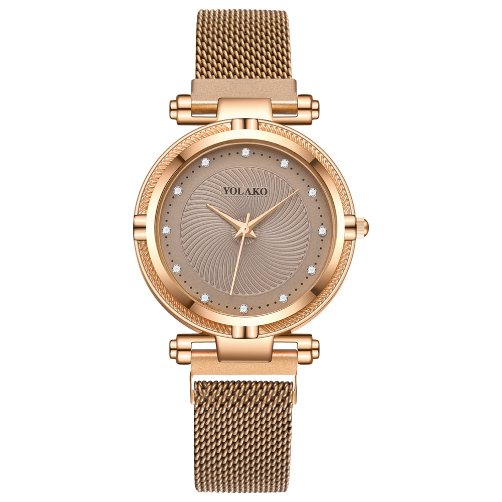 Quartz ladies watch with crystals