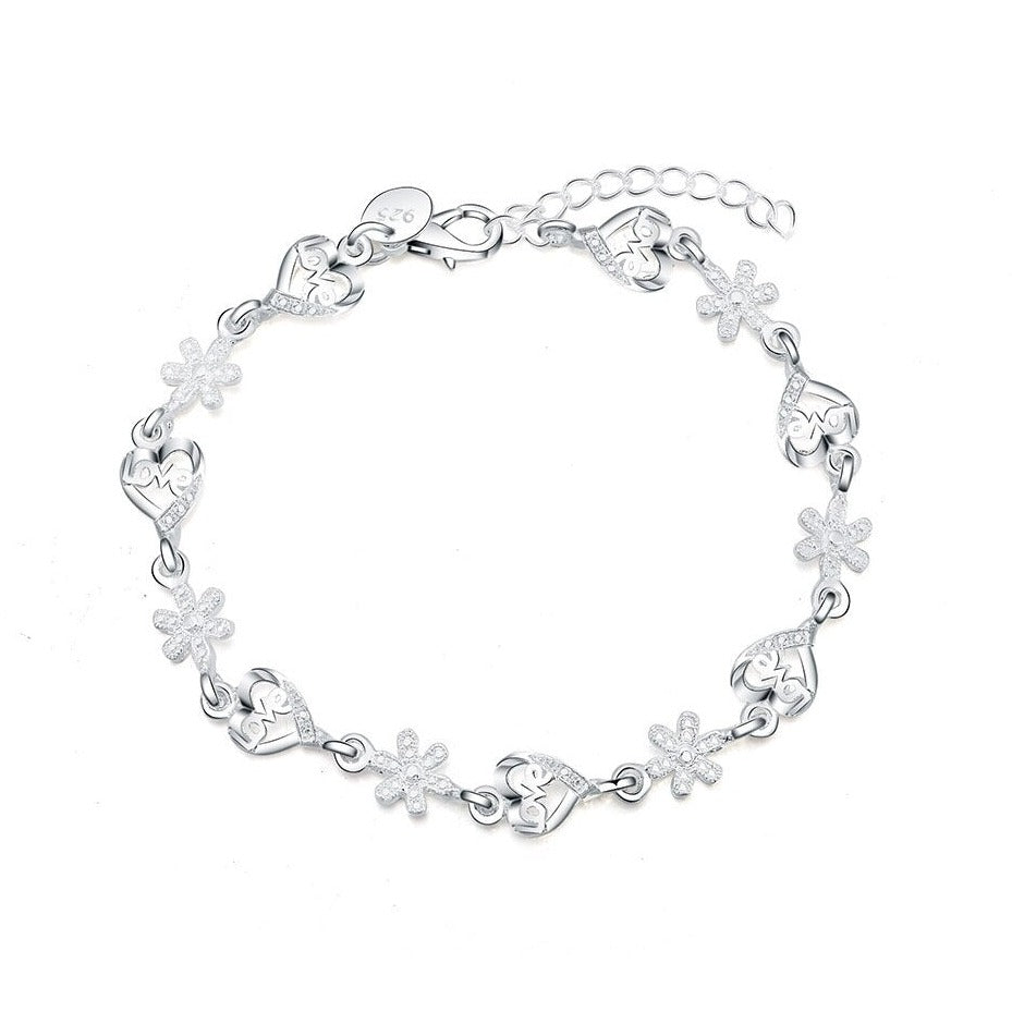 Silver bracelet with zircons