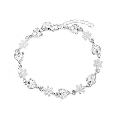 Silver bracelet with zircons