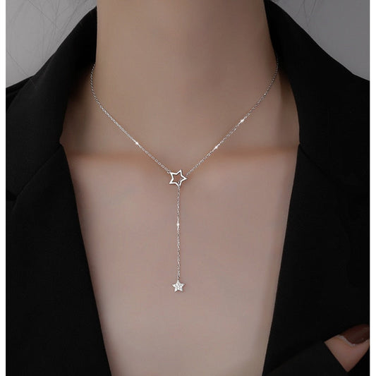 Silver necklace with stars