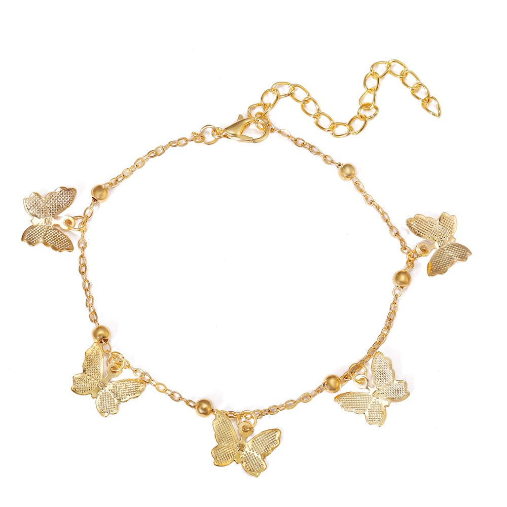 Ankle bracelet with butterfly pendants