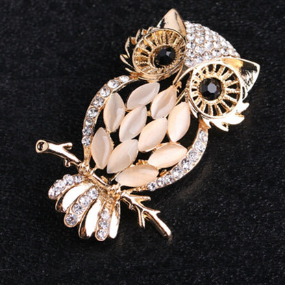 Brooch - owl with zirconia