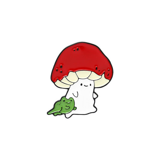 Mushroom with frog pin