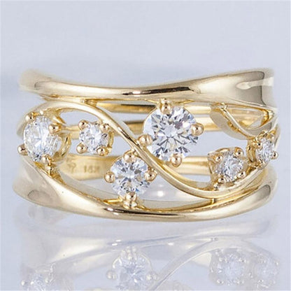 Openwork ring with zircons