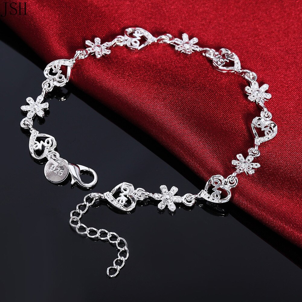 Silver bracelet with zircons