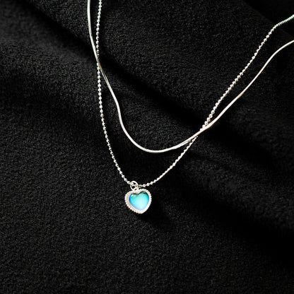 Double necklace with a heart pendant