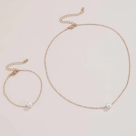 Jewelry set with imitation pearls