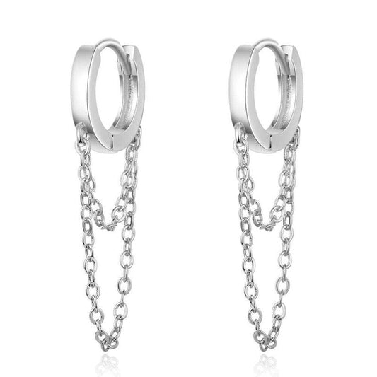 Silver earrings with chains