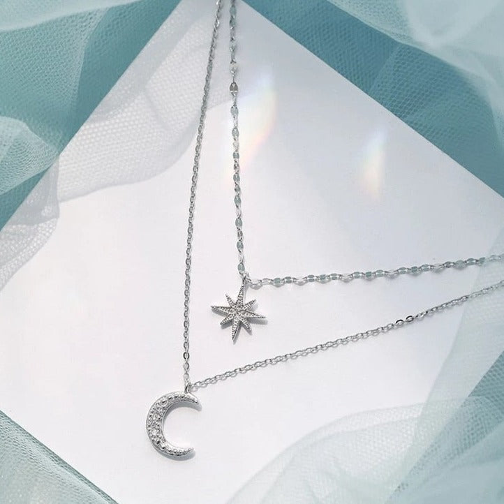 Necklace - star and moon