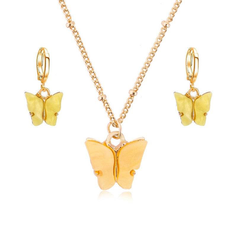Set with a butterfly motif