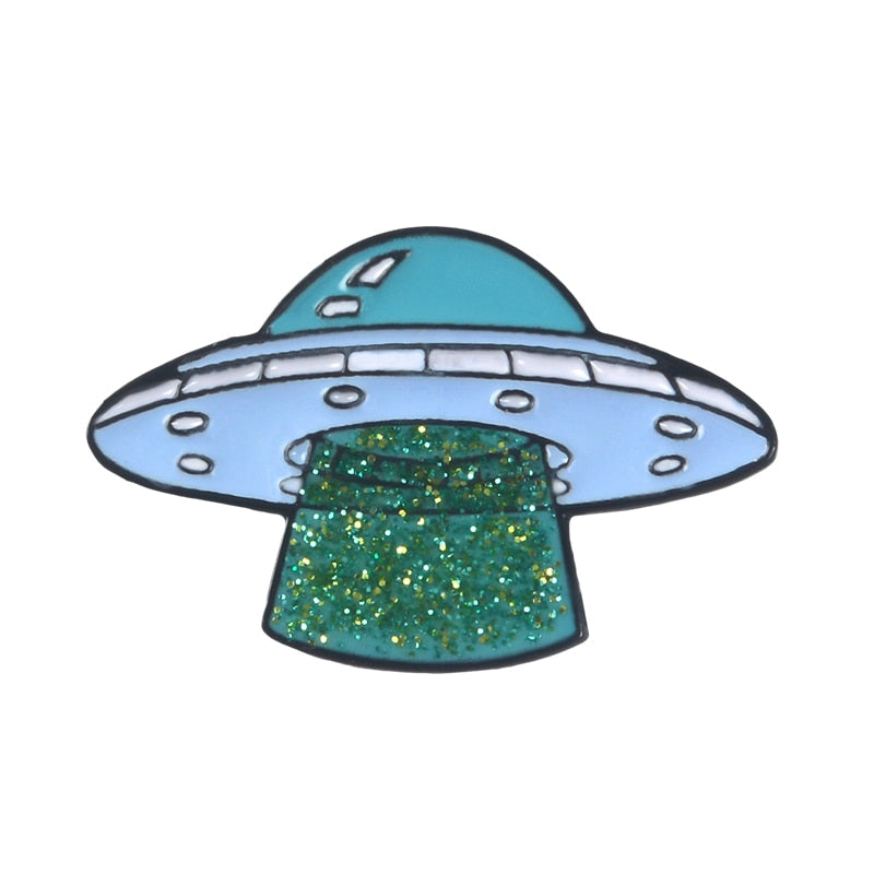UFO pin with glitter