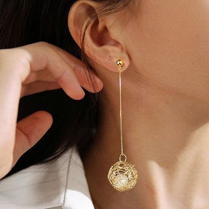 Hanging ball earrings