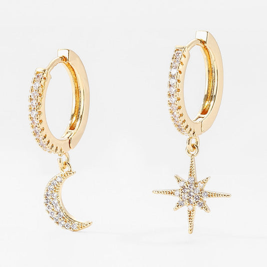 Earrings - moon and star